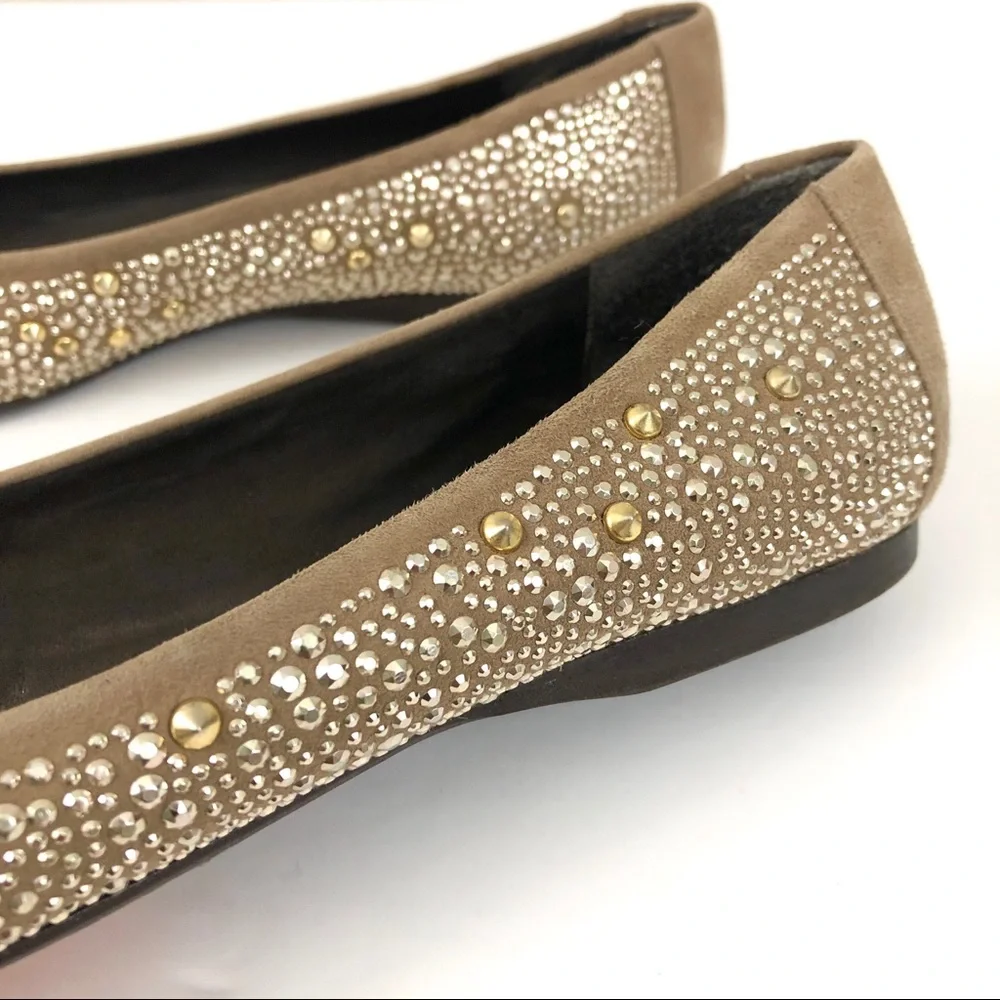 Stuart Weitzman Nubeads Studded Suede Ballet Flats